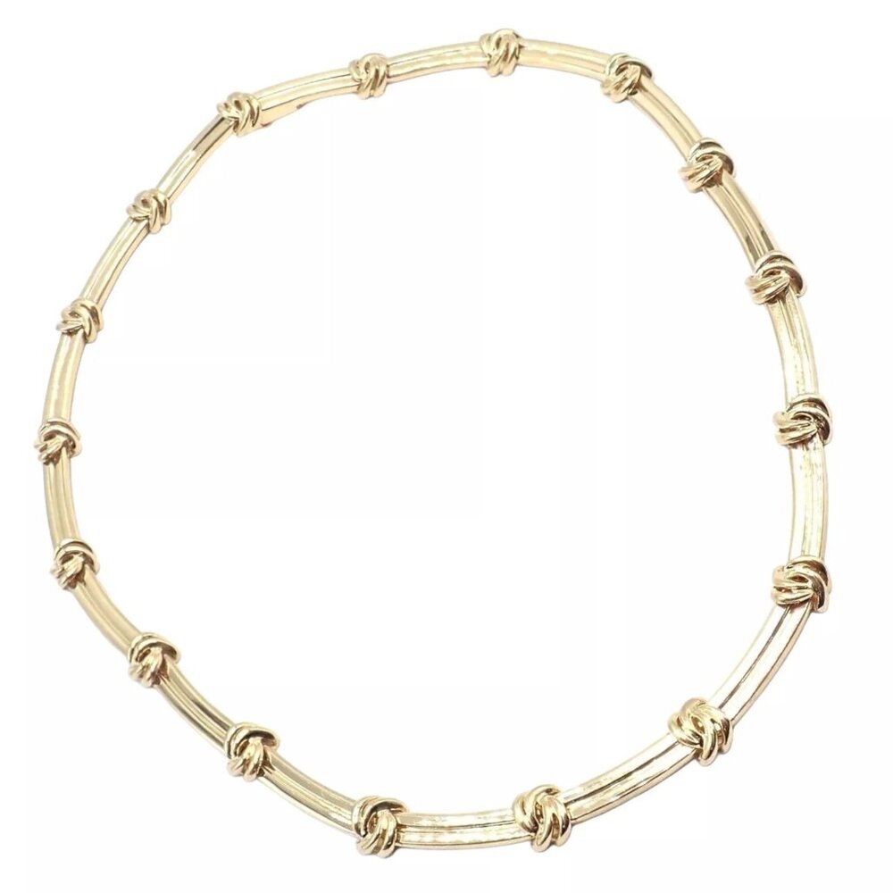 Authentic! Vintage Tiffany & Co 18k Yellow Gold Knot Link Necklace